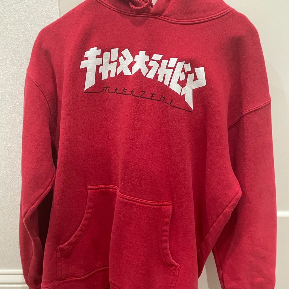 Large red thrasher hoodie